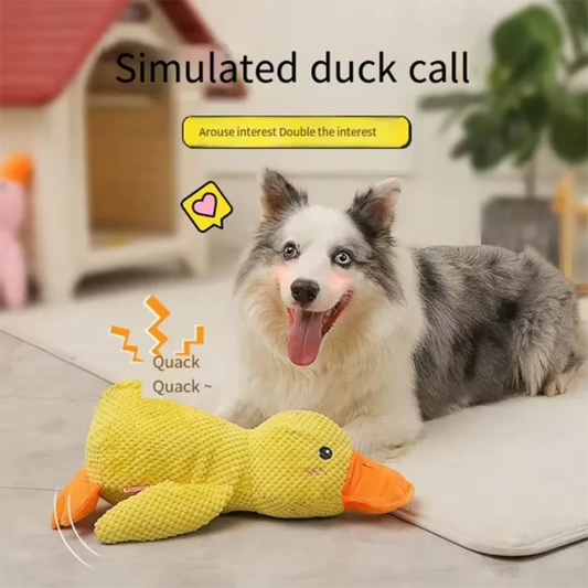 Juguete de peluche interactivo con chirrido de pato para perros